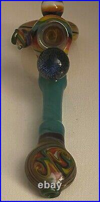 Spectacular Trippy Hand Blown Bubbler Collectible Glass Smoking Pipe 8