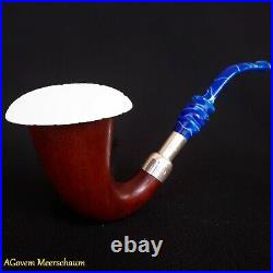 Spigot Calabash Meerschaum Pipe, Silver, Tobacco Smoking Pipe Pipa CASE AGM197