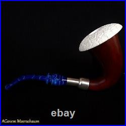 Spigot Calabash Meerschaum Pipe, Silver, Tobacco Smoking Pipe Pipa CASE AGM197