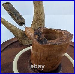 Stainless And Briar Straight Grain Poker Tobacco Smoking Pipe by Whitaker Werks