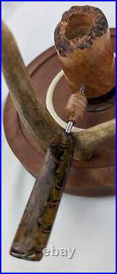 Stainless And Briar Straight Grain Poker Tobacco Smoking Pipe by Whitaker Werks