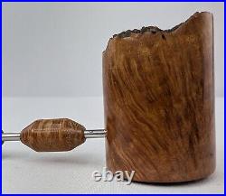 Stainless And Briar Straight Grain Poker Tobacco Smoking Pipe by Whitaker Werks