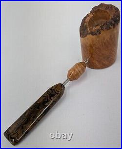 Stainless And Briar Straight Grain Poker Tobacco Smoking Pipe by Whitaker Werks
