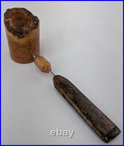 Stainless And Briar Straight Grain Poker Tobacco Smoking Pipe by Whitaker Werks