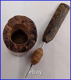 Stainless And Briar Straight Grain Poker Tobacco Smoking Pipe by Whitaker Werks