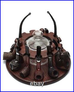 Stand Rack Round Shape for 12 Smoking Pipes Glass Tobacco Jar Humidor Holder KAF