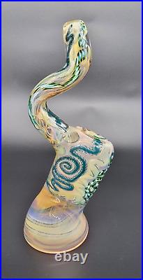 Stand Up Bubbler Cane Glass Color Changing Tobacco Pipe Handmade Thick OVG USA