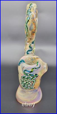 Stand Up Bubbler Cane Glass Color Changing Tobacco Pipe Handmade Thick OVG USA