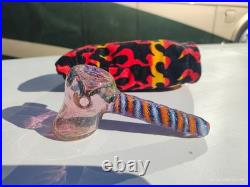 Stoke Signed Heady Hammer Pipe Fumed Color Changing Glass USA 2018 Worked Stem