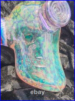 Stoke Signed Heady Hammer Pipe Fumed Color Changing Glass USA 2018 Worked Stem
