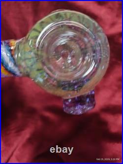 Stoke Signed Heady Hammer Pipe Fumed Color Changing Glass USA 2018 Worked Stem