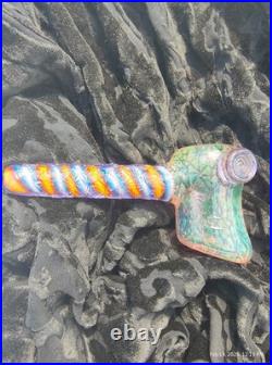 Stoke Signed Heady Hammer Pipe Fumed Color Changing Glass USA 2018 Worked Stem