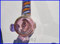 Stoke Signed Heady Hammer Pipe Fumed Color Changing Glass USA 2018 Worked Stem