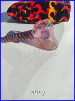 Stoke Signed Heady Hammer Pipe Fumed Color Changing Glass USA 2018 Worked Stem
