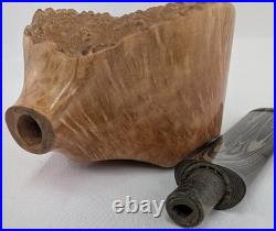 Straight Grain Pot Shaped Briar Smoking Pipe withEbonite Stem by Whitaker Werks