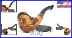 Stylish Egg-Shaped Tobacco Pipe Hand-Carved, 9mm Filter, Dragon Design