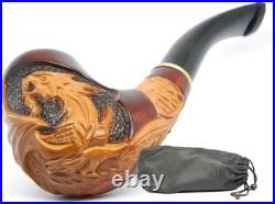 Stylish Egg-Shaped Tobacco Pipe Hand-Carved, 9mm Filter, Dragon Design