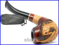Stylish Egg-Shaped Tobacco Pipe Hand-Carved, 9mm Filter, Dragon Design