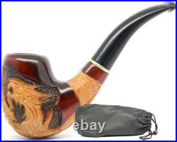 Stylish Egg-Shaped Tobacco Pipe Hand-Carved, 9mm Filter, Dragon Design