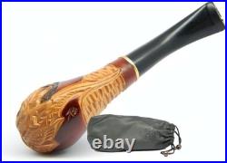 Stylish Egg-Shaped Tobacco Pipe Hand-Carved, 9mm Filter, Dragon Design
