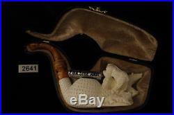 THREE BEARS Hand Carved Meerschaum Tobacco Pipe in a fitted CASE 2641 Pipa NEW