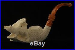 THREE BEARS Hand Carved Meerschaum Tobacco Pipe in a fitted CASE 2641 Pipa NEW