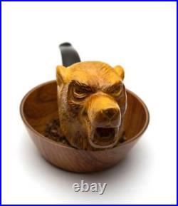 Tobacco Pipe Hand Carved Wolf Animal Artisan Smoking Bowl with 9mm Filter by KAF