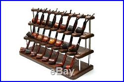 Tobacco Pipe Stand 3 tier for 24 Smoking Bowls Handmade from Solid Ash Tree Wood