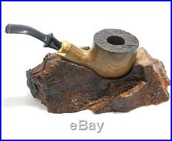 Tobacco Pipe Stand Hand Made from Natural Wood with Bark For Single Pipe