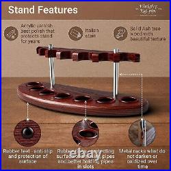 Tobacco Pipe Stand Holder for 7 Standard Smoking Pipes Wooden Brown Rack Display