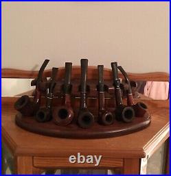 Tobacco Pipe Stand Holder for 7 Standard Smoking Pipes Wooden Brown Rack Display