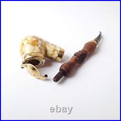 Tobacco Smoking PIPE, Baltic amber and wood PIPE, gemstone smoking accessories