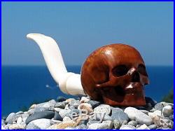 Tobacco Smoking Pipe Human Skull Briar Wood by Oguz Simsek skeleton pfeife