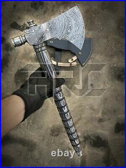Tobacco Smoking Pipe Tomahawk Damascus Steel Functional Axe Hatchet Hand Forged