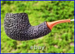 Tobacco Smoking Pipe with Orange Mouthpiece Bog Oak (3000+ years old)