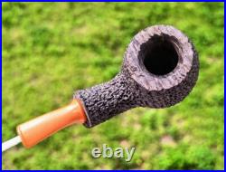 Tobacco Smoking Pipe with Orange Mouthpiece Bog Oak (3000+ years old)
