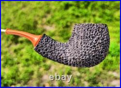 Tobacco Smoking Pipe with Orange Mouthpiece Bog Oak (3000+ years old)
