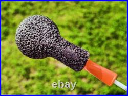 Tobacco Smoking Pipe with Orange Mouthpiece Bog Oak (3000+ years old)