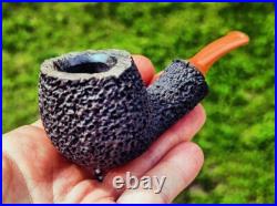 Tobacco Smoking Pipe with Orange Mouthpiece Bog Oak (3000+ years old)