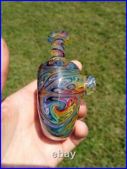 Transparent Rainbow Linework Glass Tobacco Pipe Sherlock