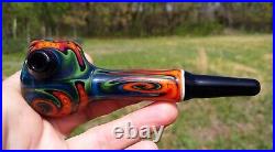 Tropical Linework Classic Styled Glass Tobacco Apple Pipe