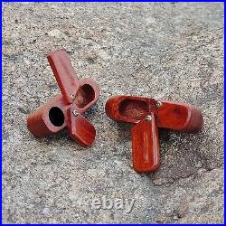 Two Rotary Cover Wooden Smoking Pipe Portable Wood Pipe with Tobacco Storage Box