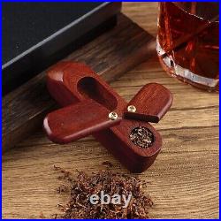 Two Rotary Cover Wooden Smoking Pipe Portable Wood Pipe with Tobacco Storage Box