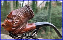 UNSMOKED / NOS 1950's HAND CARVED Marxman African vintage estate tobacco pipe
