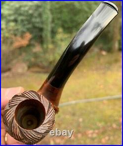 UNSMOKED / NOS 1950's HAND CARVED Marxman African vintage estate tobacco pipe