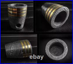 Ubr Custom Handmade Damascus Steel Collectible Smoking Pipe With Ashtray