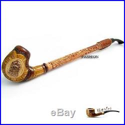Unique Hand Carved Wooden Tobacco Smoking Pipe Ship 13 Churchwarden Long