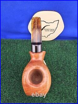 Unsmoked Buckeye Pipe Smooth Semi-Bent Acrylic Stem Briar Tobacco Pipe USA Made