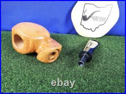 Unsmoked Buckeye Pipe Smooth Semi-Bent Block Acrylic Stem Briar Tobacco Pipe