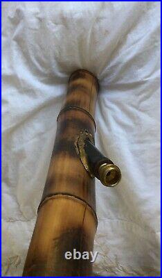 Very Collectable Vtg 70s Dark Bamboo unused Tobacco Pipe Unused 23 Inch bong